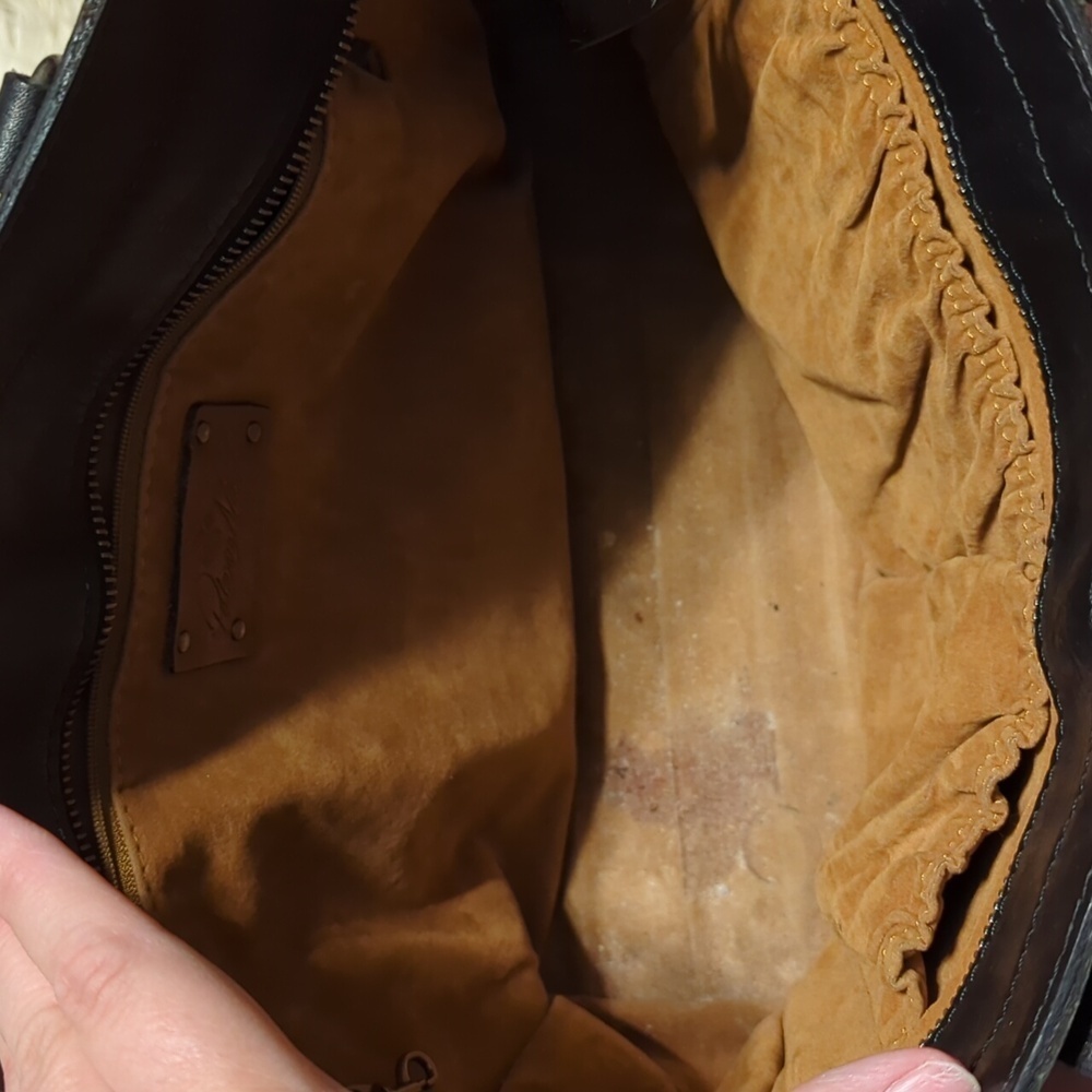 Black leather Patricia Nash Zancona tote bag purse - Picture 13 of 15